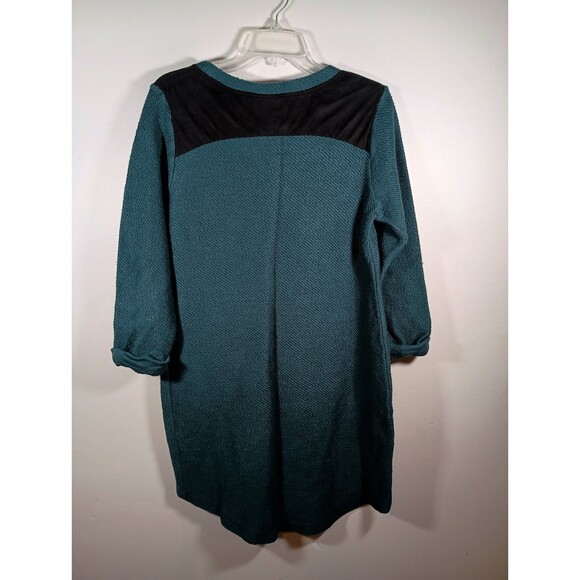 Soft Surroundings Womens Teal Faux Suede Shoulder Tunic Sweater Size Medium - Picture 6 of 7